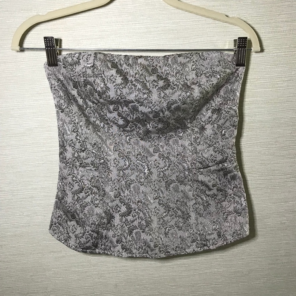 The Limited Cropped Tube Top Silver Sz XS